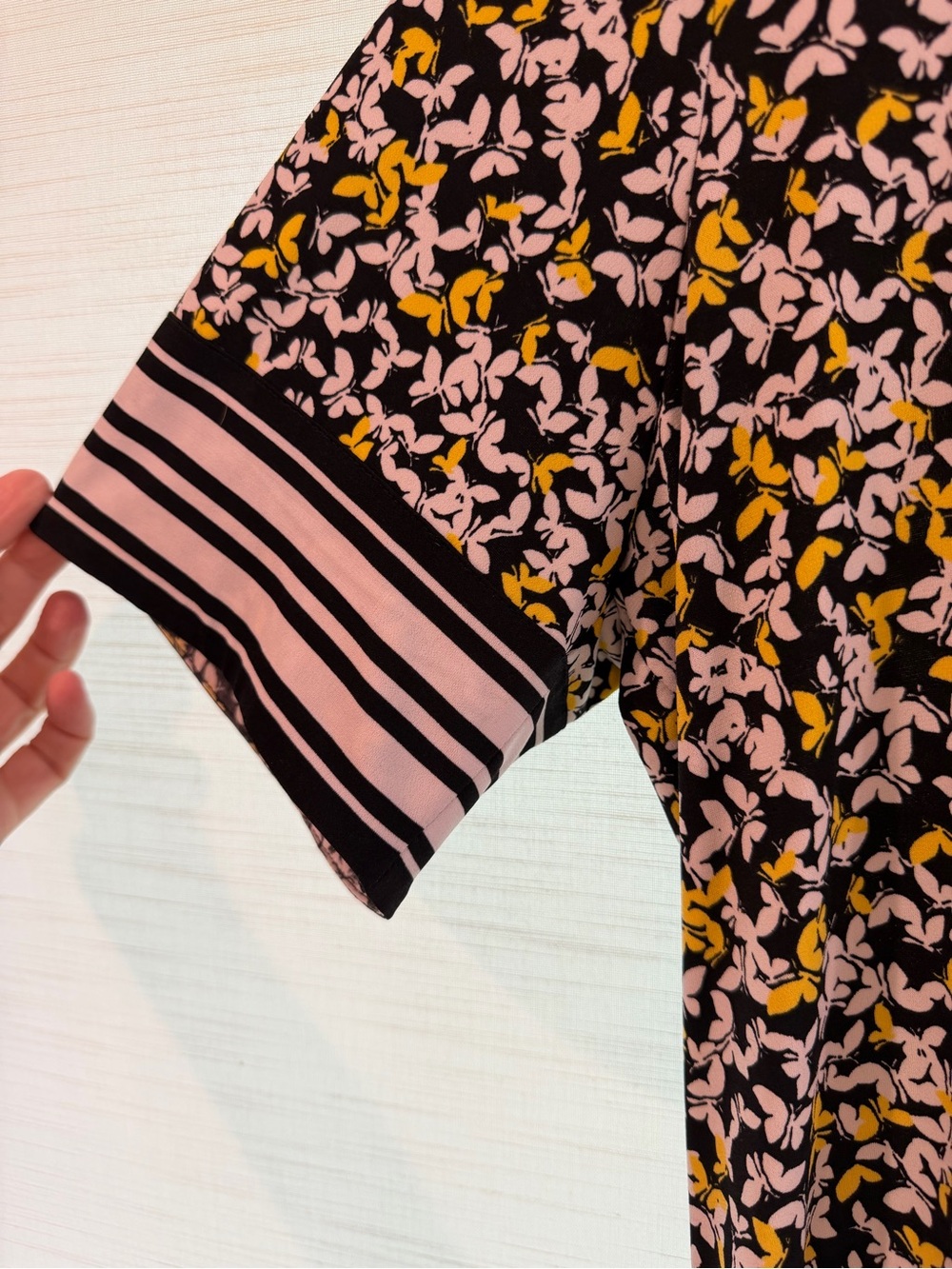 Michael Kors Black Tee Dress with Yellow and White Butterflies size XL - Picture 3 of 6